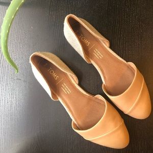 Toms Jutti D'Orsay flat. Honey leather/rose. Size 6. Never worn.
